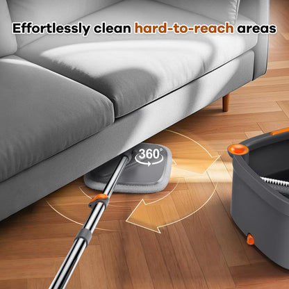 BOMIDI Spin Mop and Bucket System, Includes Spin Mop, Washable Microfiber Mop Pad, Separation Dirty Water from the Clean Water Bucket