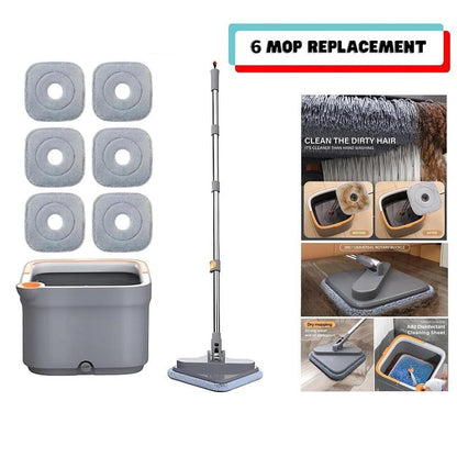 BOMIDI Spin Mop and Bucket System, Includes Spin Mop, Washable Microfiber Mop Pad, Separation Dirty Water from the Clean Water Bucket