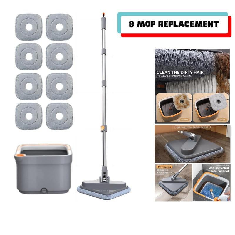 BOMIDI Spin Mop and Bucket System, Includes Spin Mop, Washable Microfiber Mop Pad, Separation Dirty Water from the Clean Water Bucket